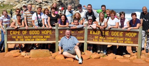 De hele groep bij Kaap de goede hoop